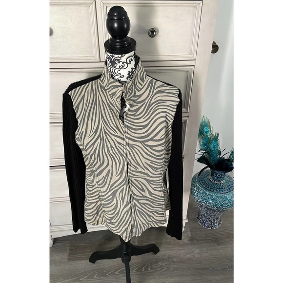 Women’s designer leather zebra print jacket petite XL - Picture 1 of 8